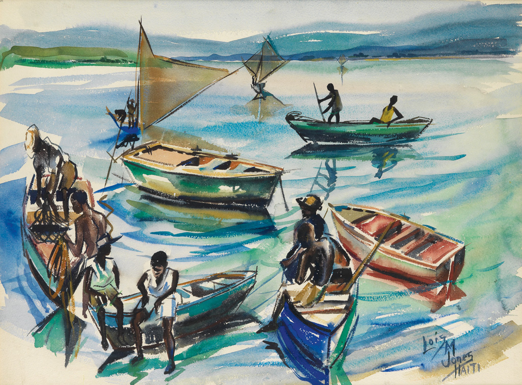 LOÏS MAILOU JONES (1905 - 1998) Fishermen at Port-Au-Prince.